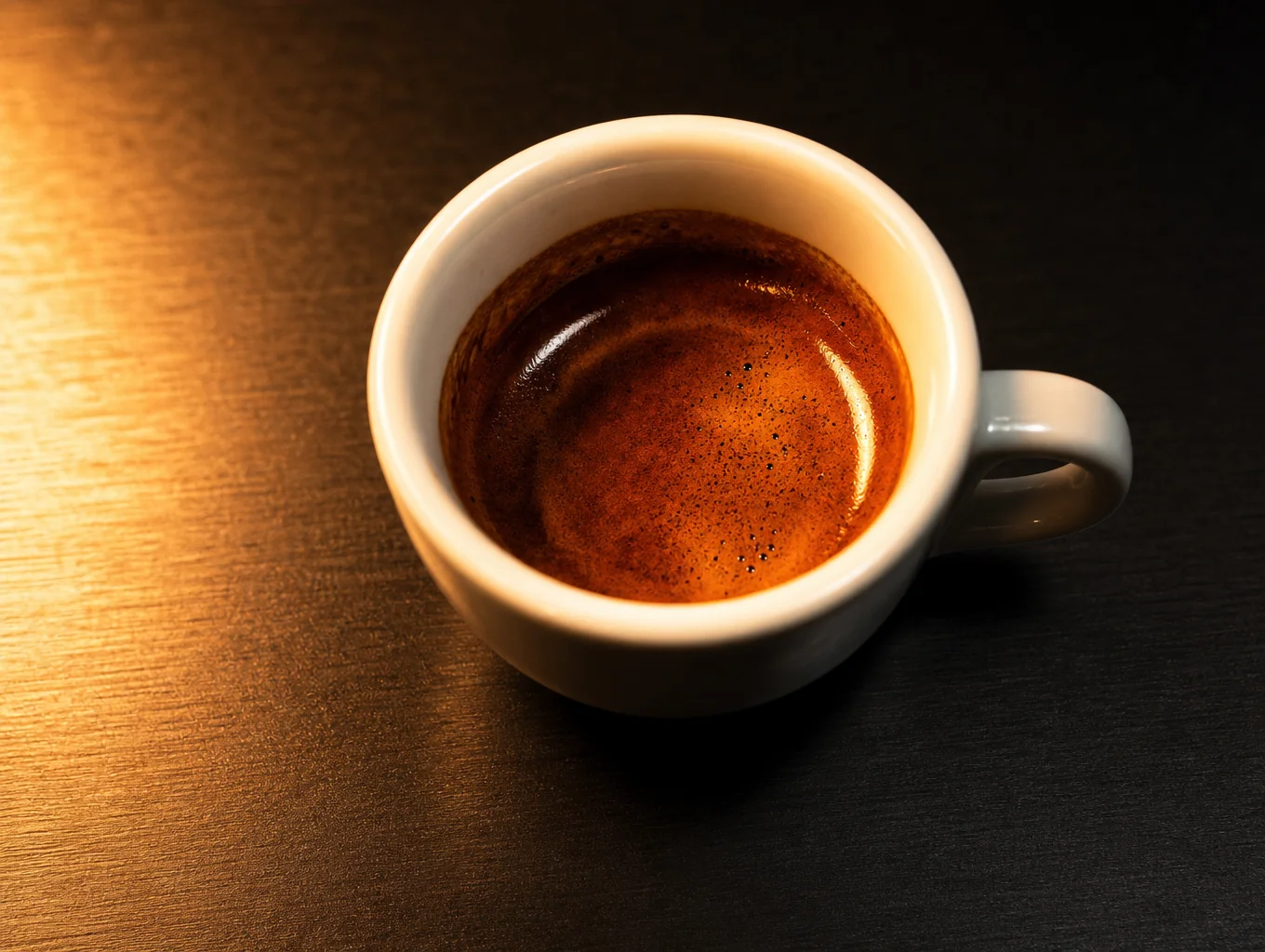 Warm cup of artisan coffee with delicate crema